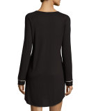 Bella Long-Sleeve Sleepshirt, Black/Ivory