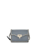 Small Rockstud Flap Crossbody Bag, Gray