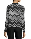 Bicolor Mesh Zigzag Cardigan 