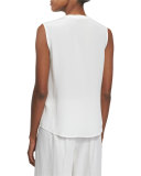 Pleated-Front Silk Shell 