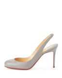 Fifi Patent Slingback Red Sole Pump, Gray