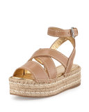 Crisscross Leather Espadrille Sandal, Natural