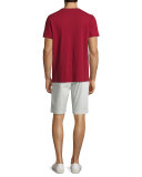 Flat-Front Sateen Shorts, Stone