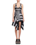 Mixed-Stripe Handkerchief-Hem Dress, Multi