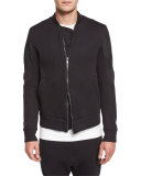 Channel-Stitch Bomber Jacket, Black