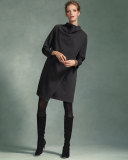 Long-Sleeve Drape-Front Knit Dress, Plus Size