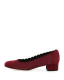 Hali Scalloped Low-Heel Pump, Bordeaux
