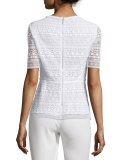 Diondora Half-Sleeve Lace Blouse, Optic White