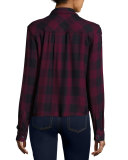 Dylan Plaid Long-Sleeve Shirt, Rosewood/Navy Check