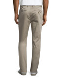 Flat-Front Stretch Sateen Pants, Vintage Khaki