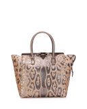 Medium Cavallino Double-Handle Satchel Bag, Leopard