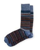 Merino-Blend Skinny-Stripe Socks