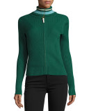 Noland Zip-Front Ribbed Cardigan, Norwood
