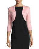 3/4-Sleeve Open-Front Bolero Cardigan, Peach