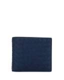 Bi-Fold Intrecciato Leather Wallet, Pacific (Navy)