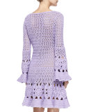Long-Sleeve Floral Hand-Crocheted Dress