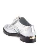 Gennie Zig Metallic Wing-Tip Oxford, Silver