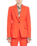 Bayard One-Button Fitted Blazer, Red