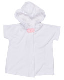 Hooded Ruffle-Trim Swim Coverup, White, Size 2T-6X