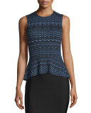 Maribella Sleeveless Peplum Top, Navy Combo