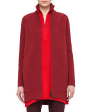 Bicolor Reversible Zip-Front Coat, Miracle Berry