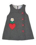 Sleeveless Flannel Shift Dress, Gray, Size 2-6X