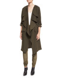 Overlay Flare Trench Coat, Military