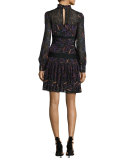 Dina Lace & Silk Long-Sleeve Dress