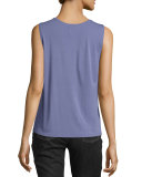 Scoop-Neck Silk Tank, Periwinkle