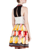 Floral-Print Fit-&-Flare Dress, Rainbow Stripe