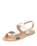 Clio Double-Band Flat Slingback Sandal, Natural