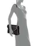 Monogram Large Mixed-Matelassé Leather Envelope Satchel Bag, Black