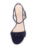 monne too satin bow sandal, navy
