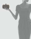 Metal Intrecciato Knot Frame Clutch Bag, Silvertone