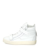 Men's Matte Leather High-Top Sneaker, White