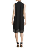 Sleeveless Silk Dress W/ Chiffon Trim 