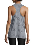 Elephant-Print Burnout Muscle Tank Top