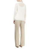 Mini Tape Straight Cardigan, White