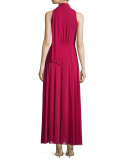 Sleeveless Maxi Dress W/Neck Tie 
