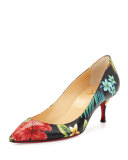 Pigalle Follies Floral 55mm Red Sole Pump, Black/Multi