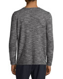 Cashmere-Blend Melange Long-Sleeve Shirt, Black/White