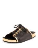 Tao Lace-Up Slide Sandal, Noir/Or