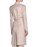 Double-Breasted Ribbed-Collar Coat, Sand