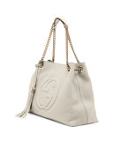 Soho Leather Chain Shoulder Bag, Mystic White