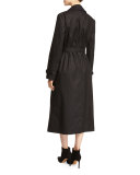 Belted Double-Breasted Cotton Trenchcoat, Black