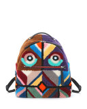 Mixed-Fur Geometric Monster Backpack, Multi Colors