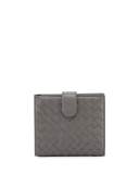 Small French Woven Bi-Fold Wallet, Gray