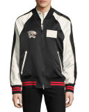 Paradise Leopard Souvenir Bomber Jacket, Black/White