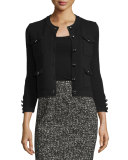 Four-Pocket Cropped Cardigan, Black