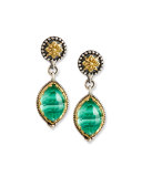 Faceted Green Malachite Teardrop Earrings